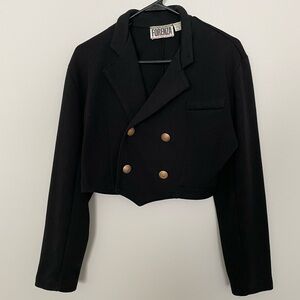 Vintage Forenza Black Cropped Jacket with Gold Tone Buttons Size Medium
